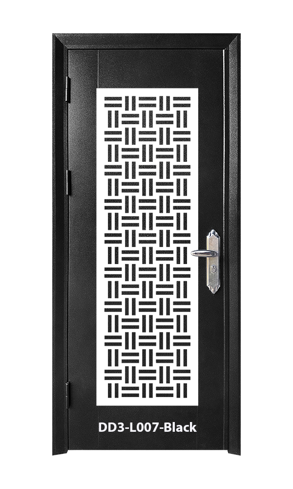 SECURITY DOOR IN DOOR 3'x7'<br> - Laser Cut Design -  DD3-L007-Black